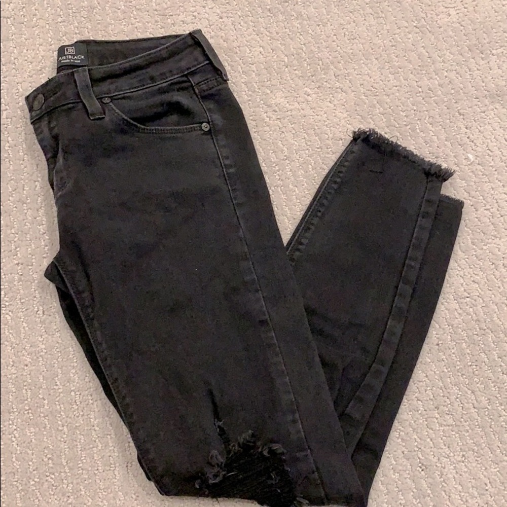“Just Black” size 25 black denim distressed jeans